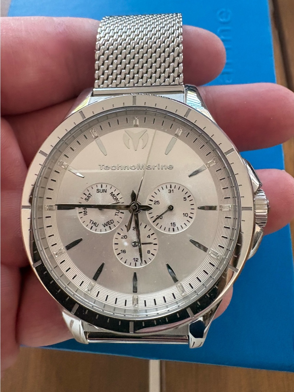 Technomarine Silver Stainless Steel Mesh Chronograph Watch